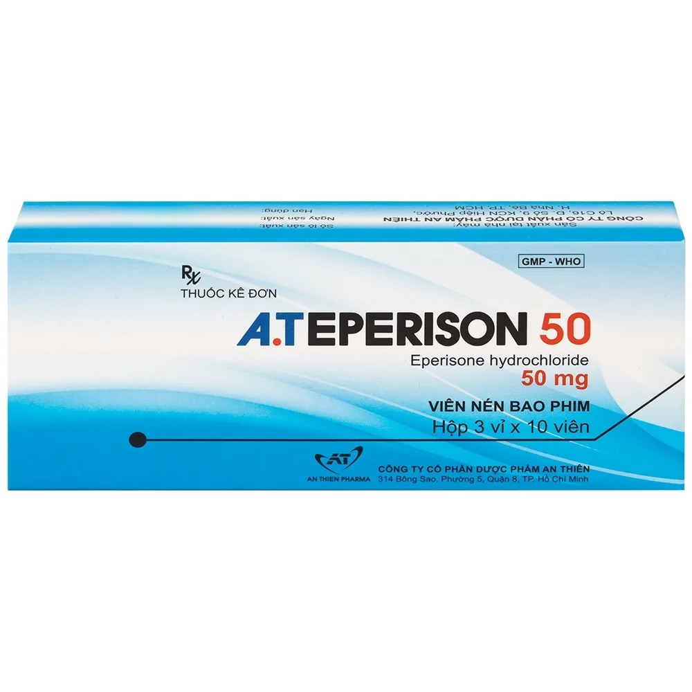 Hình ảnh Thuốc A.Teperison 50 An Thiên Pharma điều trị thoái hóa cột sống cổ, bệnh mạch máu não (3 vỉ x 10 viên)