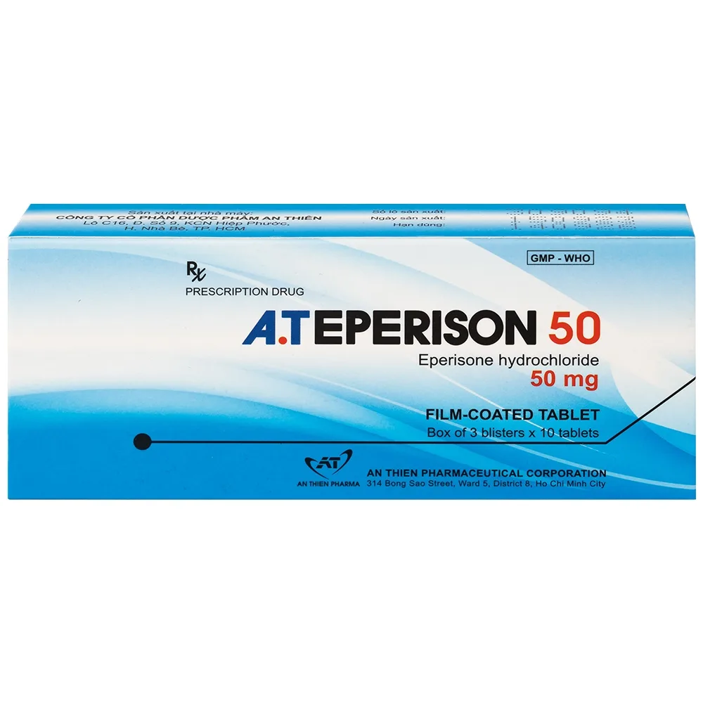 Hình ảnh Thuốc A.Teperison 50 An Thiên Pharma điều trị thoái hóa cột sống cổ, bệnh mạch máu não (3 vỉ x 10 viên)