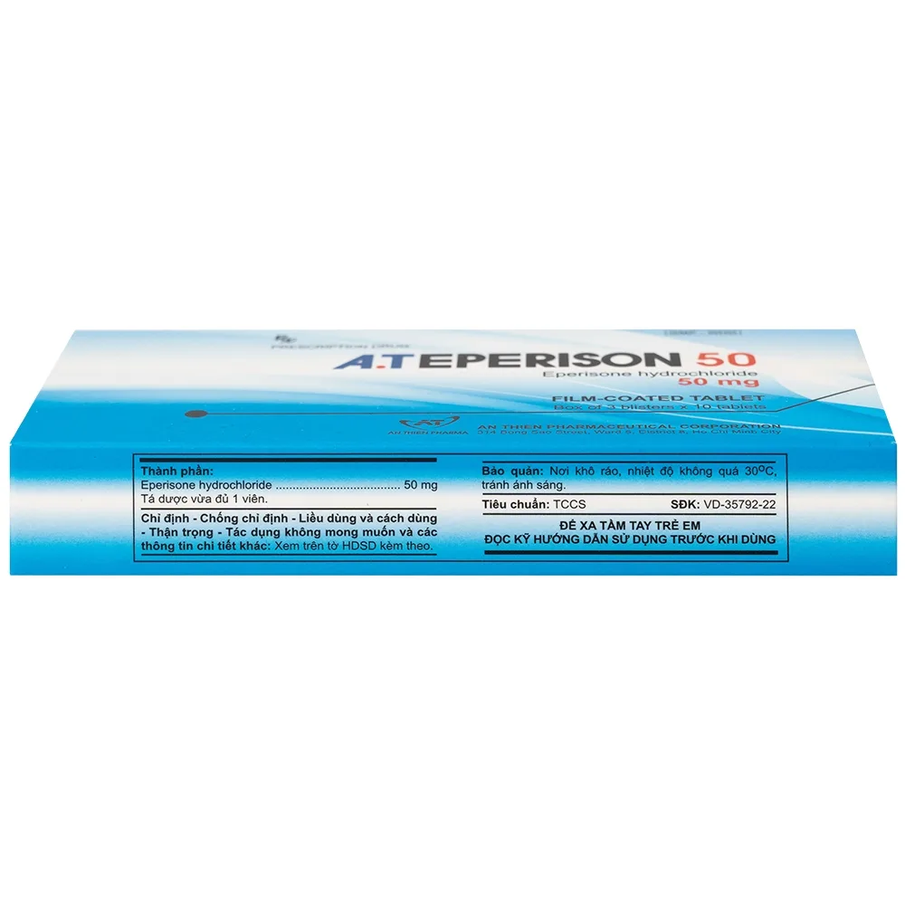 Hình ảnh Thuốc A.Teperison 50 An Thiên Pharma điều trị thoái hóa cột sống cổ, bệnh mạch máu não (3 vỉ x 10 viên)