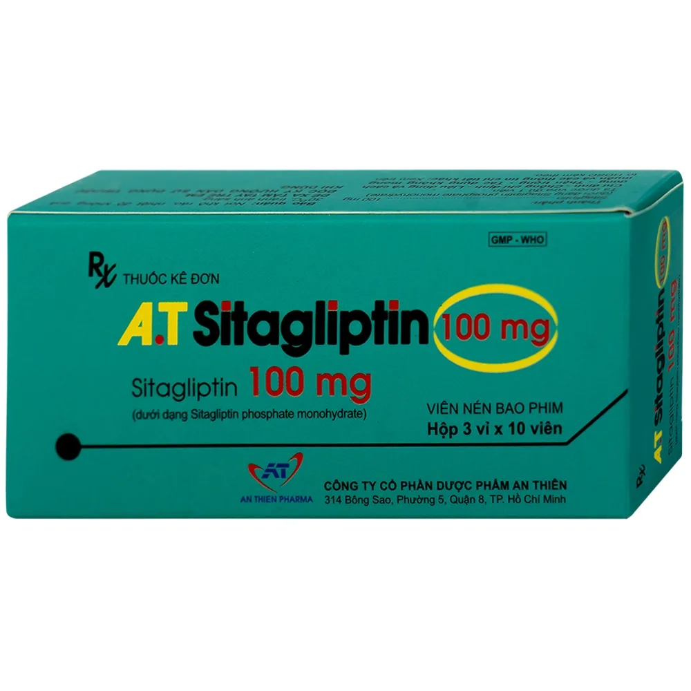 Hình ảnh Thuốc A.T Sitagliptin 100 mg An Thiên cải thiện kiểm soát đường huyết (3 vỉ x 10 viên)