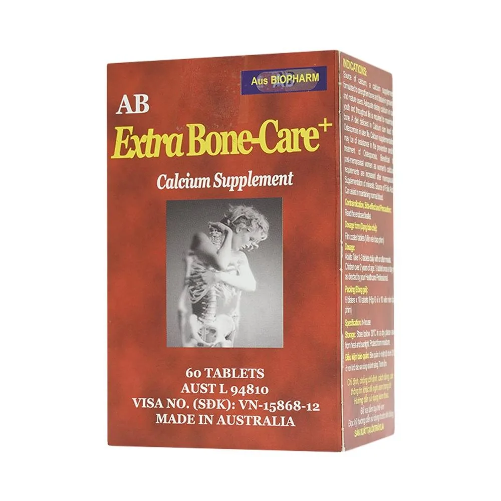 Hình ảnh Thuốc AB ExtraBone-Care+ Aus Biopharm phòng và điều trị loãng xương, bổ sung canxi (6 vỉ x 10 viên)