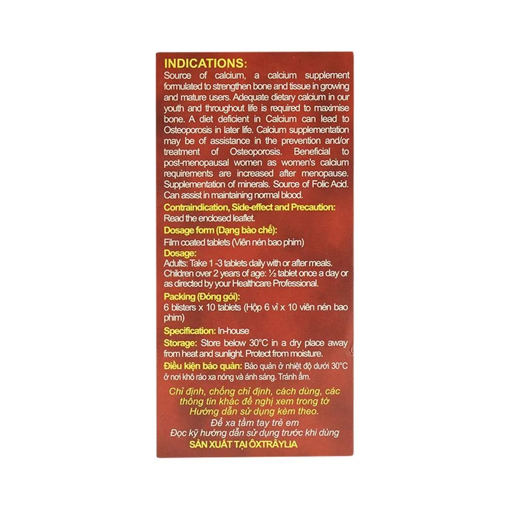 Hình ảnh Thuốc AB ExtraBone-Care+ Aus Biopharm phòng và điều trị loãng xương, bổ sung canxi (6 vỉ x 10 viên)