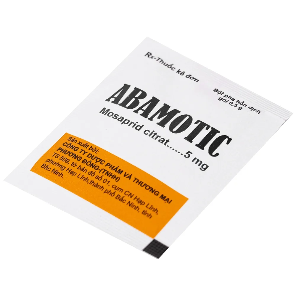 Hình ảnh Bột pha uống Abamotic 5mg Phương Đông điều trị các triệu chứng tiêu hóa, viêm dạ dày (30 gói x 0,5g)