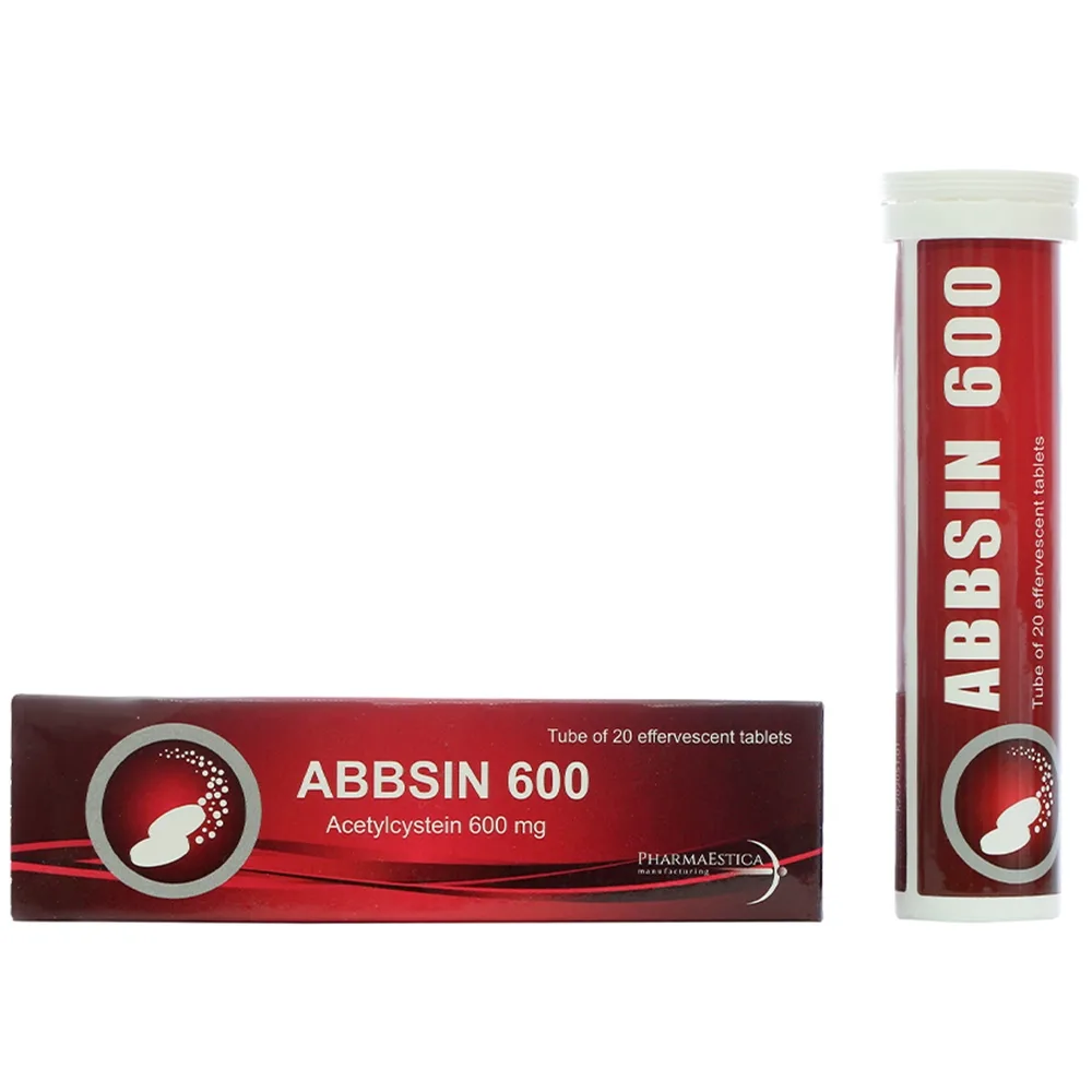 Hình ảnh Viên sủi Abbsin 600 tiêu chất nhày trong bệnh lý hô hấp có đờm nhày quánh (20 viên)