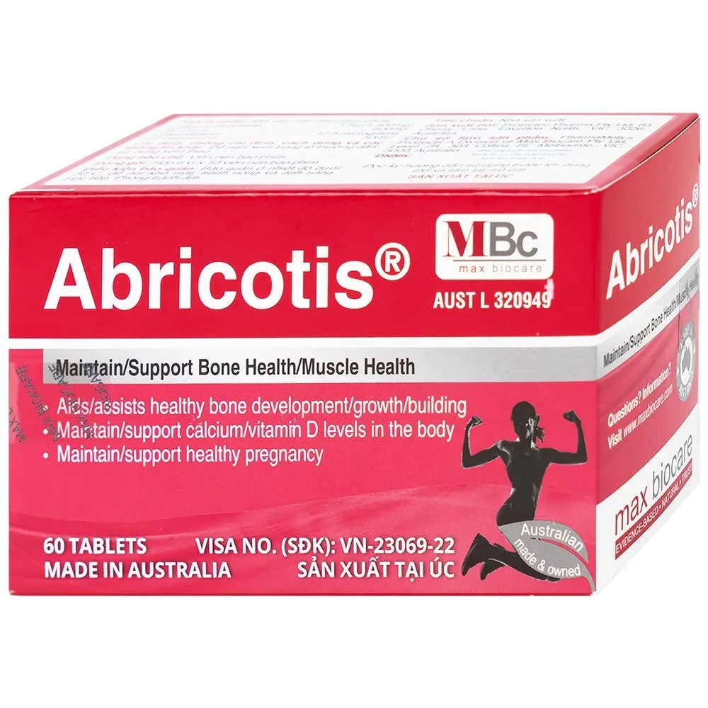 Hình ảnh Thuốc Abricotis Probiotec hỗ trợ sức khỏe xương, cơ bắp, bổ sung canxi (6 vỉ x 10 viên)