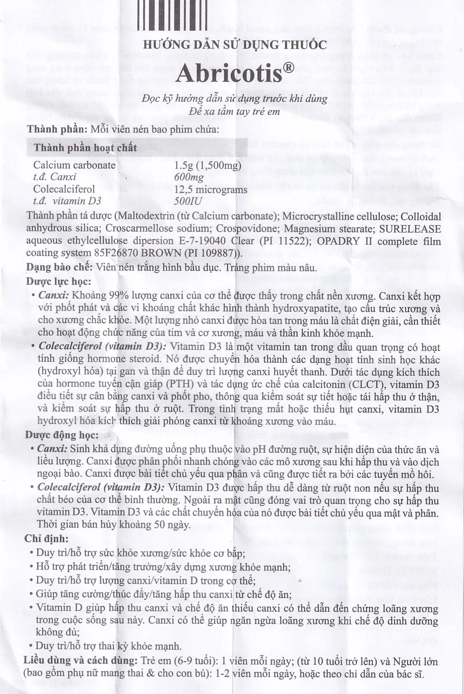 Hình ảnh Thuốc Abricotis Probiotec hỗ trợ sức khỏe xương, cơ bắp, bổ sung canxi (6 vỉ x 10 viên)