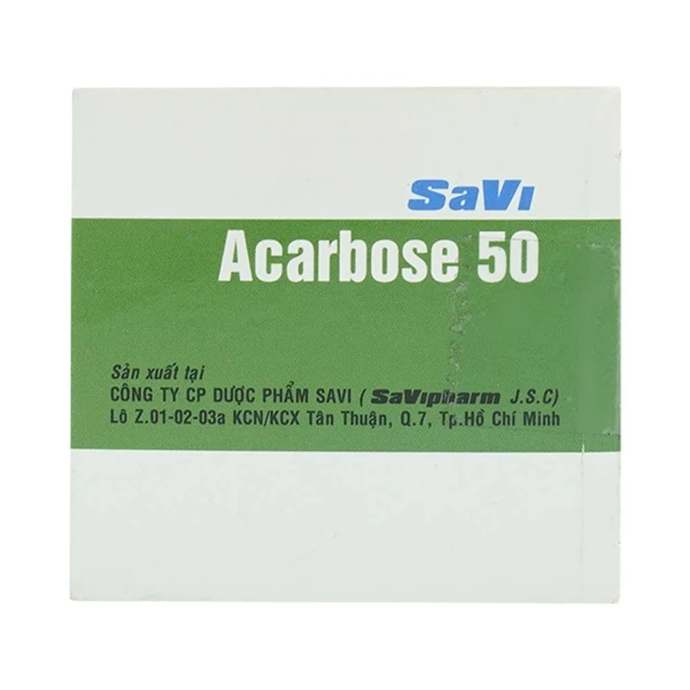 Hình ảnh Thuốc Acarbose 50 SaVi điều trị đái tháo đường (10 vỉ x 10 viên)