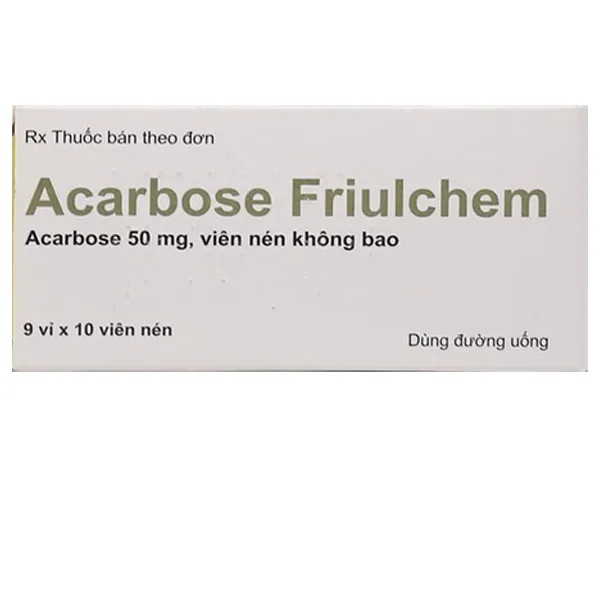 Hình ảnh Thuốc Acarbose Friulchem 50mg Famar hỗ trợ điều trị đái tháo đường típ 2 (9 vỉ x 10 viên)