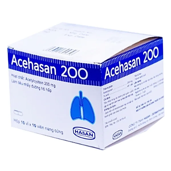 Hình ảnh Thuốc Acehasan 200 Hasan làm loãng đờm trong các bệnh phế quản - phổi cấp và mãn tính (10 vỉ x 10 viên)