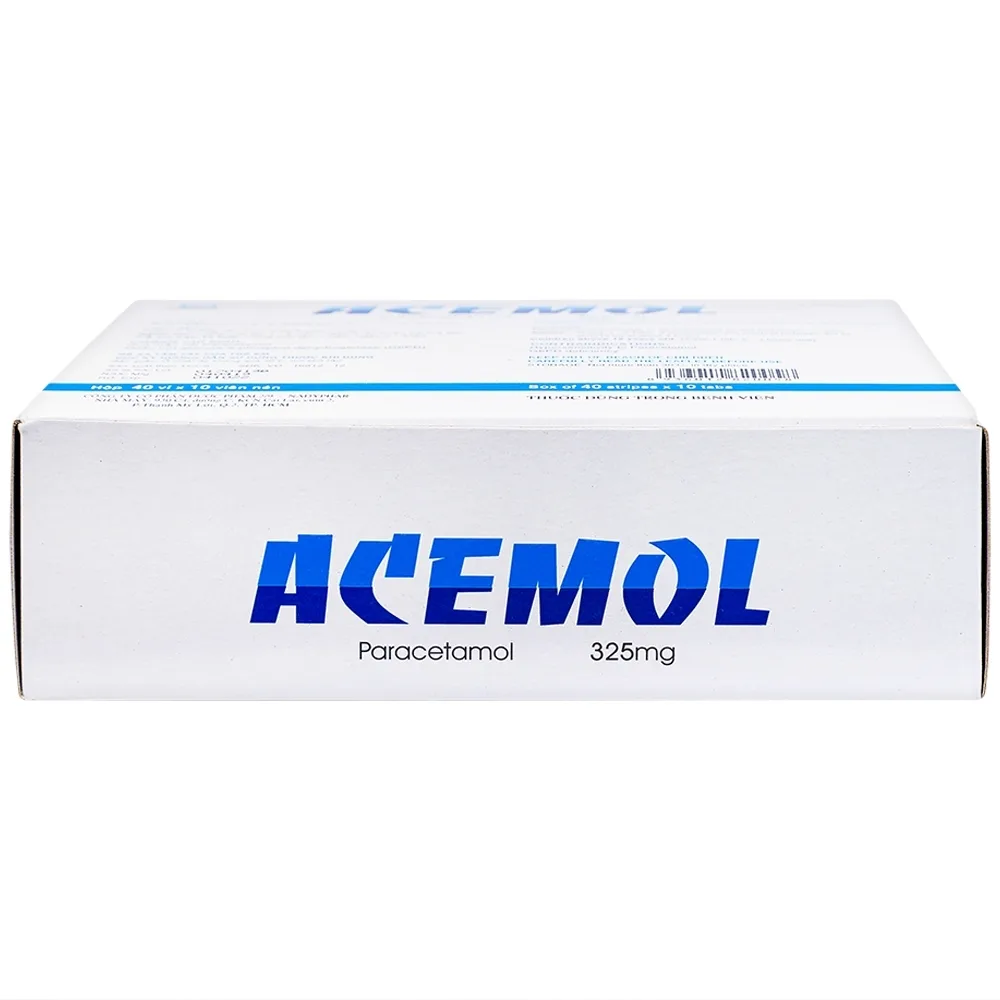 Hình ảnh Thuốc Acemol 325mg Nadyphar hạ sốt và giảm đau (40 vỉ x 10 viên)