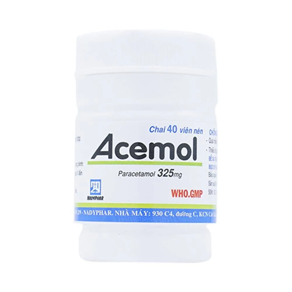 Hình ảnh Thuốc Acemol 325mg Nadyphar hạ sốt và giảm đau (40 viên)