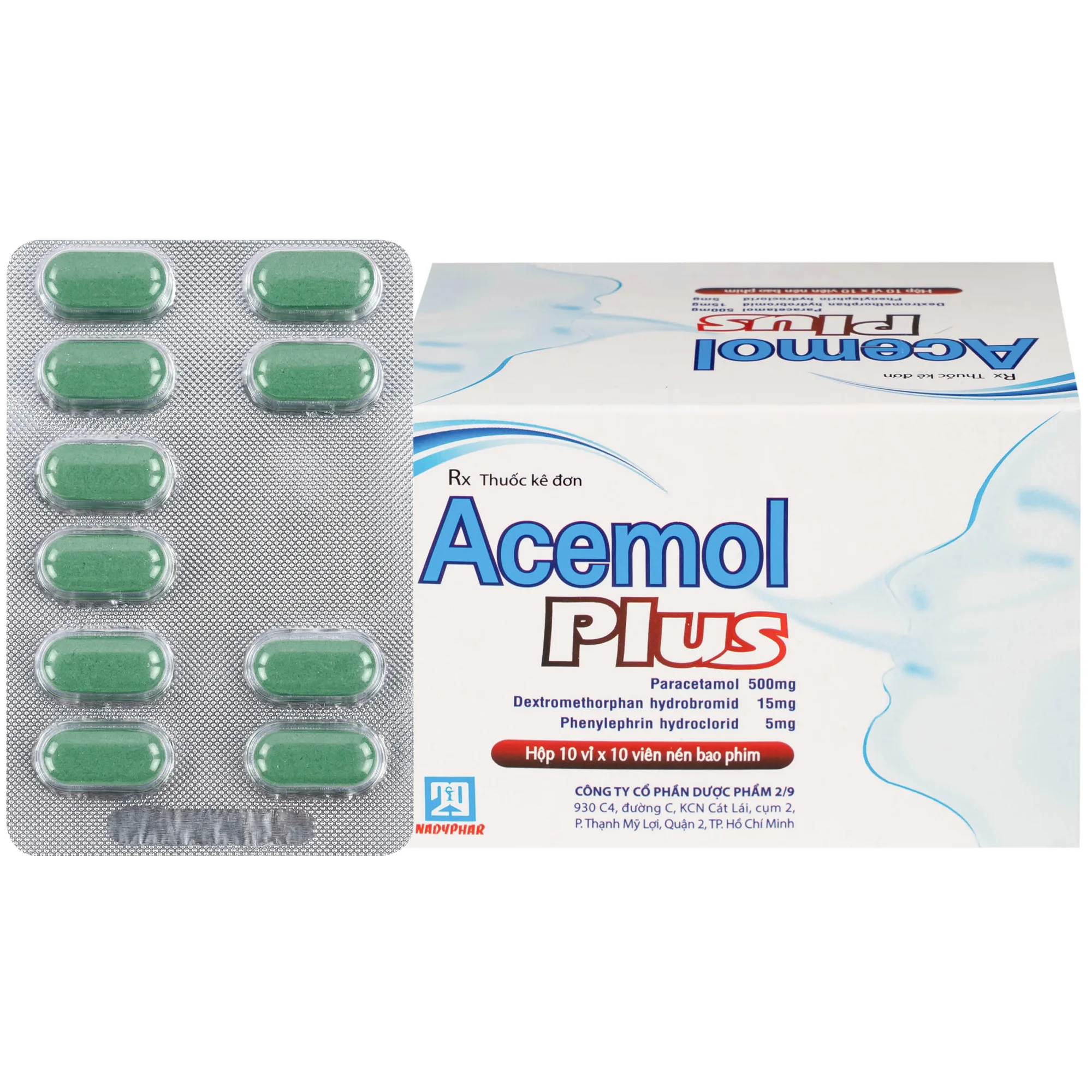 Hình ảnh Thuốc Acemol Plus Nadyphar điều trị các triệu chứng của cảm cúm và cảm lạnh cho người lớn và trẻ em trên 12 tuổi (10 vỉ x 10 viên)