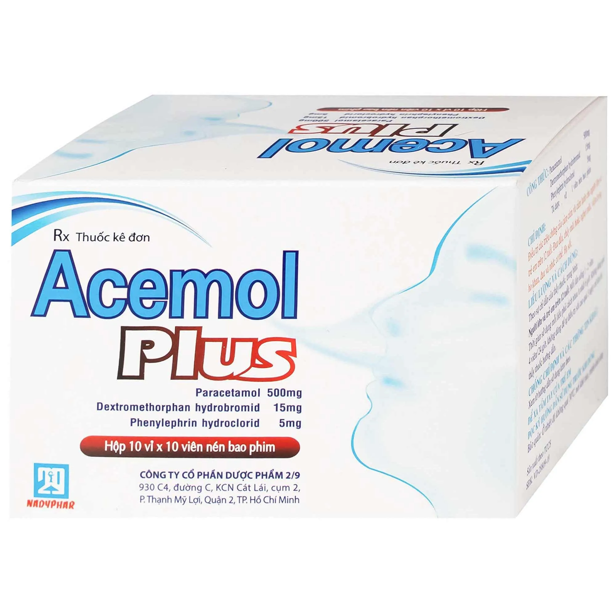 Hình ảnh Thuốc Acemol Plus Nadyphar điều trị các triệu chứng của cảm cúm và cảm lạnh cho người lớn và trẻ em trên 12 tuổi (10 vỉ x 10 viên)