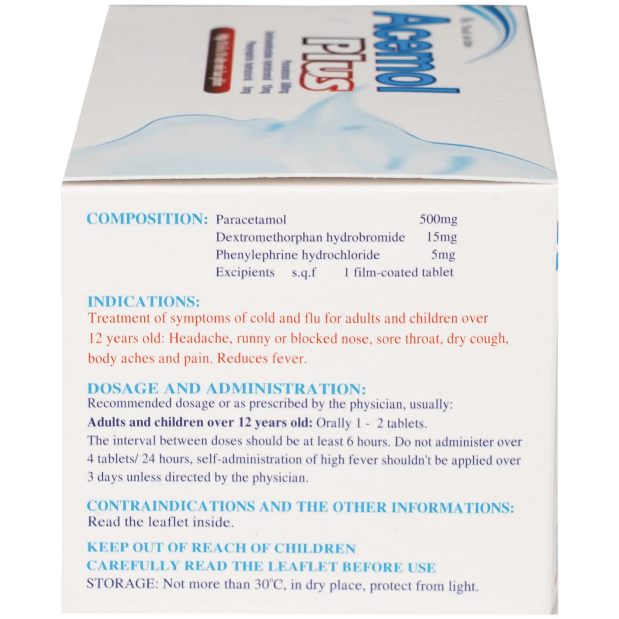 Hình ảnh Thuốc Acemol Plus Nadyphar điều trị các triệu chứng của cảm cúm và cảm lạnh cho người lớn và trẻ em trên 12 tuổi (10 vỉ x 10 viên)