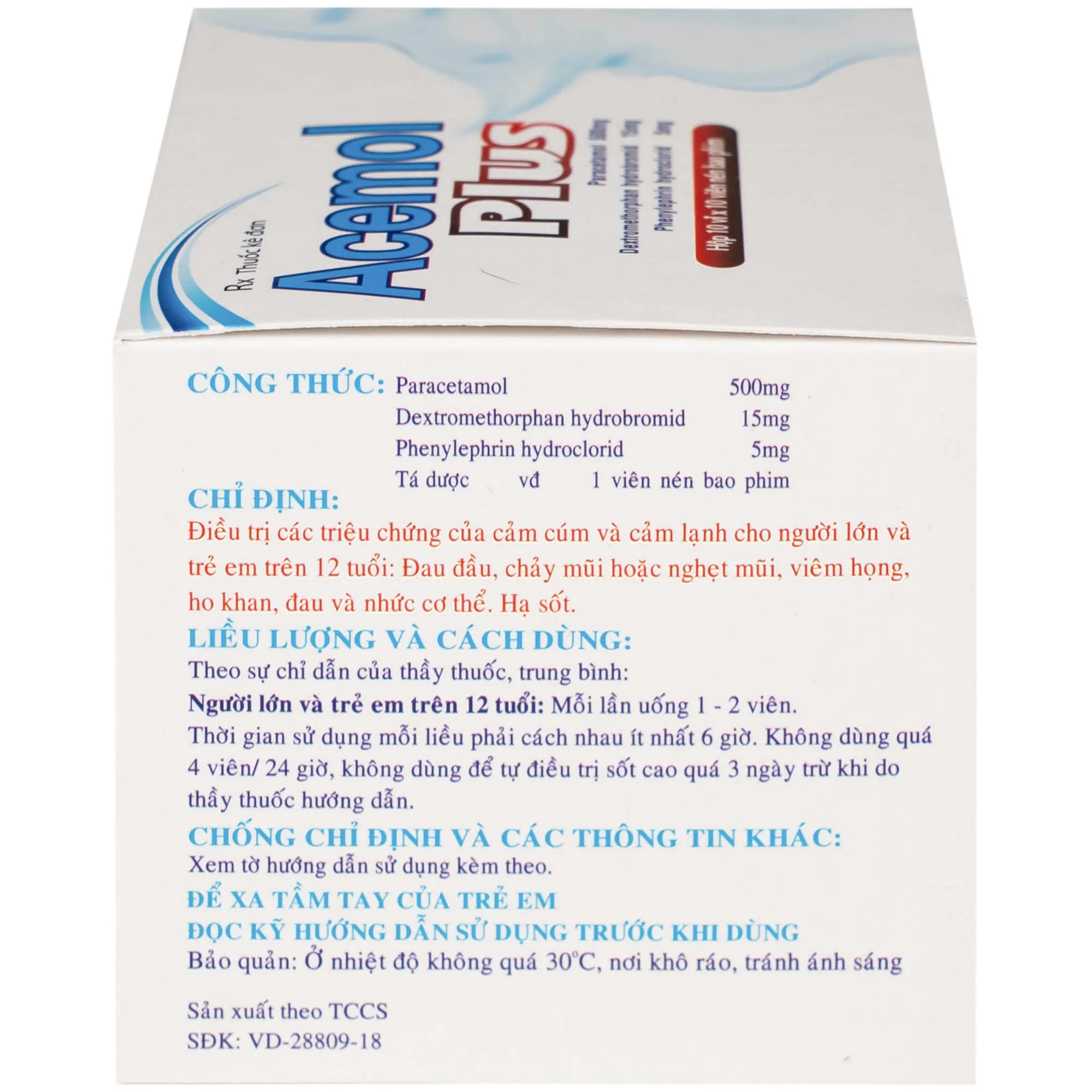 Hình ảnh Thuốc Acemol Plus Nadyphar điều trị các triệu chứng của cảm cúm và cảm lạnh cho người lớn và trẻ em trên 12 tuổi (10 vỉ x 10 viên)