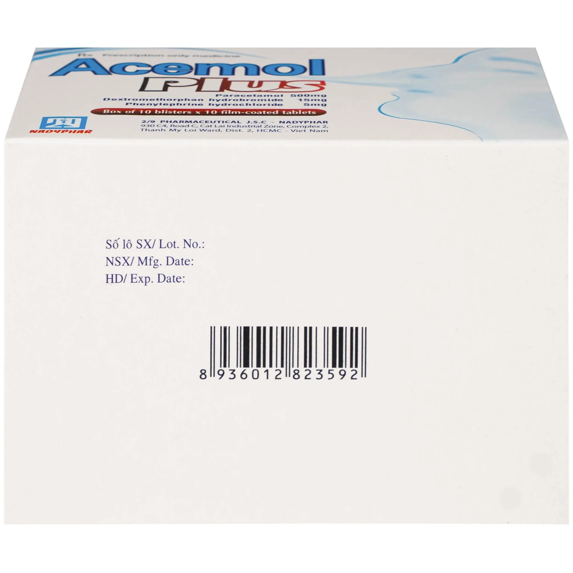 Hình ảnh Thuốc Acemol Plus Nadyphar điều trị các triệu chứng của cảm cúm và cảm lạnh cho người lớn và trẻ em trên 12 tuổi (10 vỉ x 10 viên)