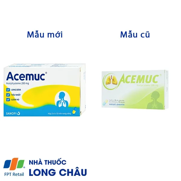 Hình ảnh Thuốc Acemuc 200mg Sanofi long đàm, tiêu nhầy, giảm ho (3 vỉ x 10 viên)