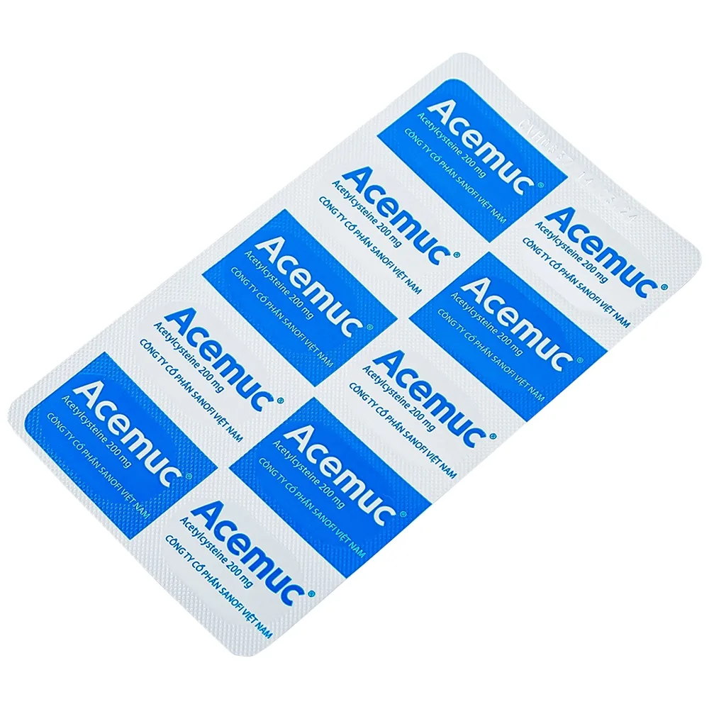 Hình ảnh Thuốc Acemuc 200mg Sanofi long đàm, tiêu nhầy, giảm ho (3 vỉ x 10 viên)