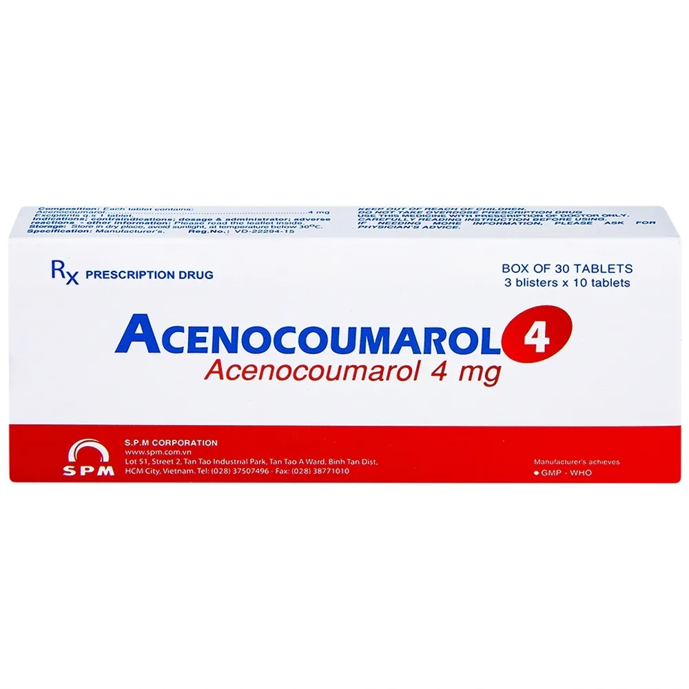 Hình ảnh Thuốc Acenocoumarol 4 SPM điều trị và ngăn ngừa bệnh nghẽn mạch (3 vỉ x 10 viên)