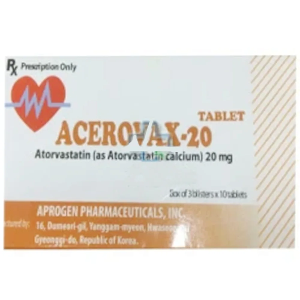 Hình ảnh Thuốc Acerovax-20 điều trị giảm cholesterol toàn phần, rối loạn betalipoprotein máu (3 vỉ x 10 viên)