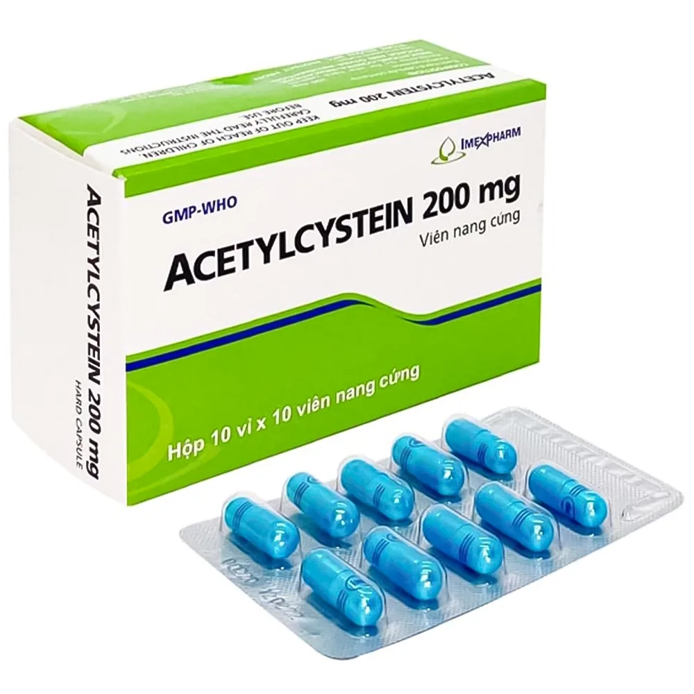 Hình ảnh Thuốc Acetylcystein 200mg Imexpharm tiêu nhầy trong bệnh viêm phế quản, bệnh nhầy nhớt (10 vỉ x 10 viên)