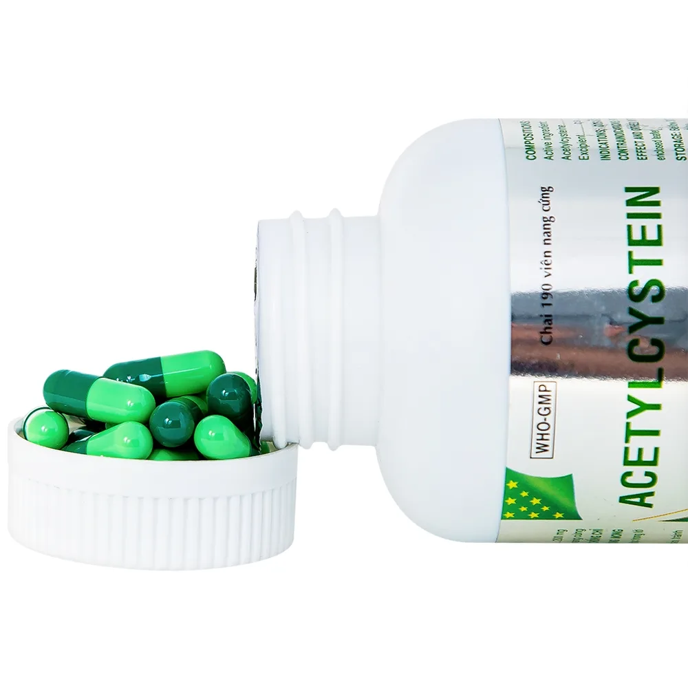 Hình ảnh Thuốc Acetylcystein 200mg Khapharco tiêu nhầy trong bệnh viêm phế quản, bệnh nhầy nhớt (190 viên)