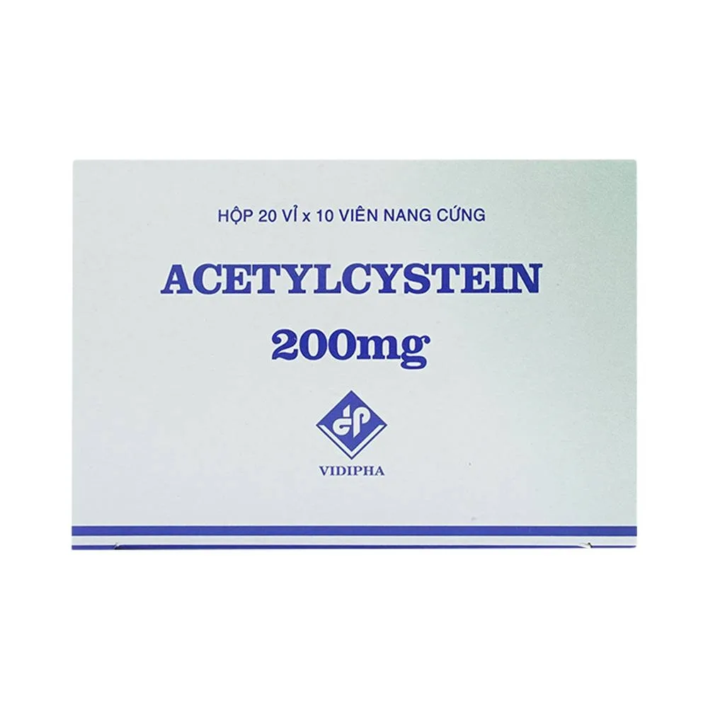 Hình ảnh Thuốc Acetylcystein 200mg Vidipha tiêu nhầy trong bệnh viêm phế quản, bệnh nhầy nhớt (20 vỉ x 10 viên)