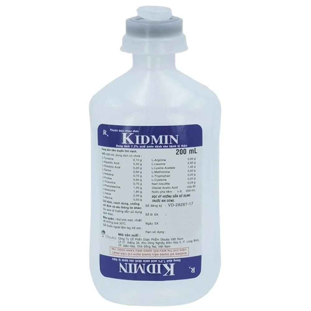 Hình ảnh Dung dịch truyền tĩnh mạch Kidmin 7.2% Otsuka cung cấp các acid amin do suy thận (200ml)