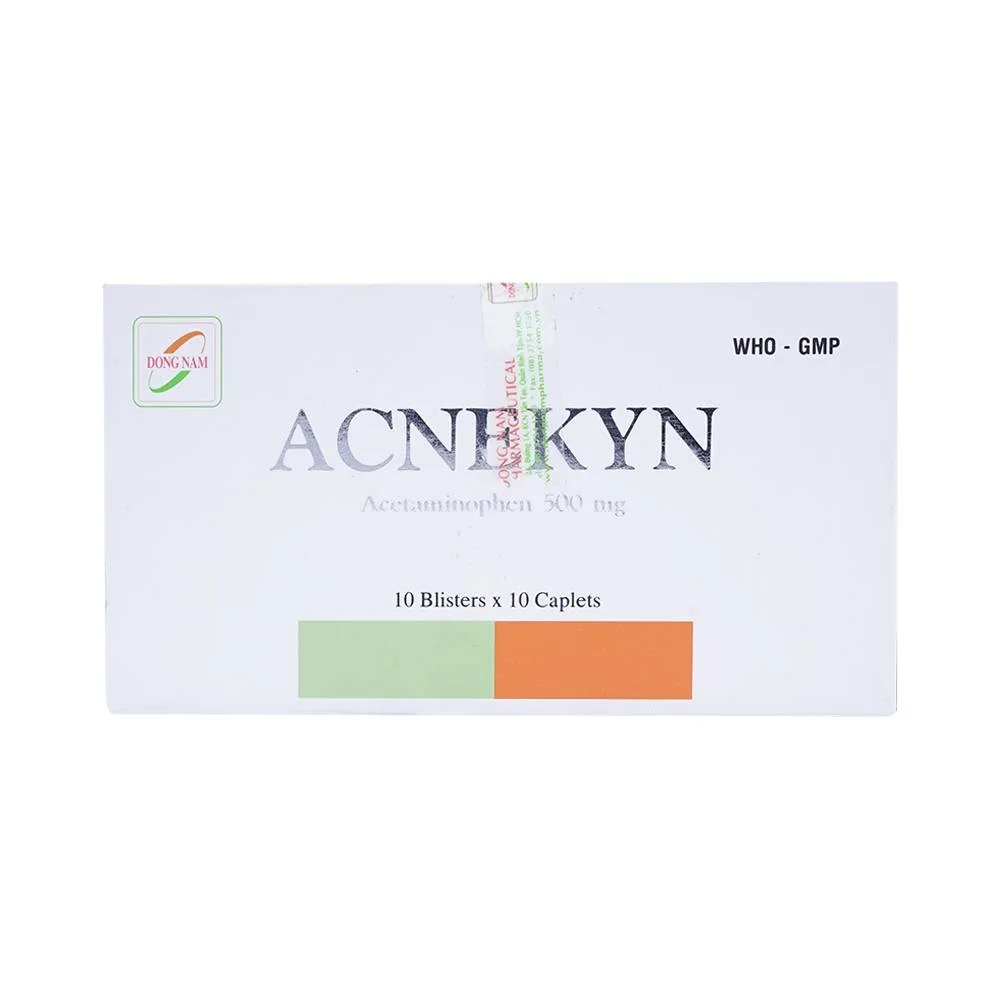 Hình ảnh Thuốc Acnekyn 500mg Đông Nam điều trị các chứng đau và sốt từ nhẹ đến vừ (10 vỉ x 10 viên)