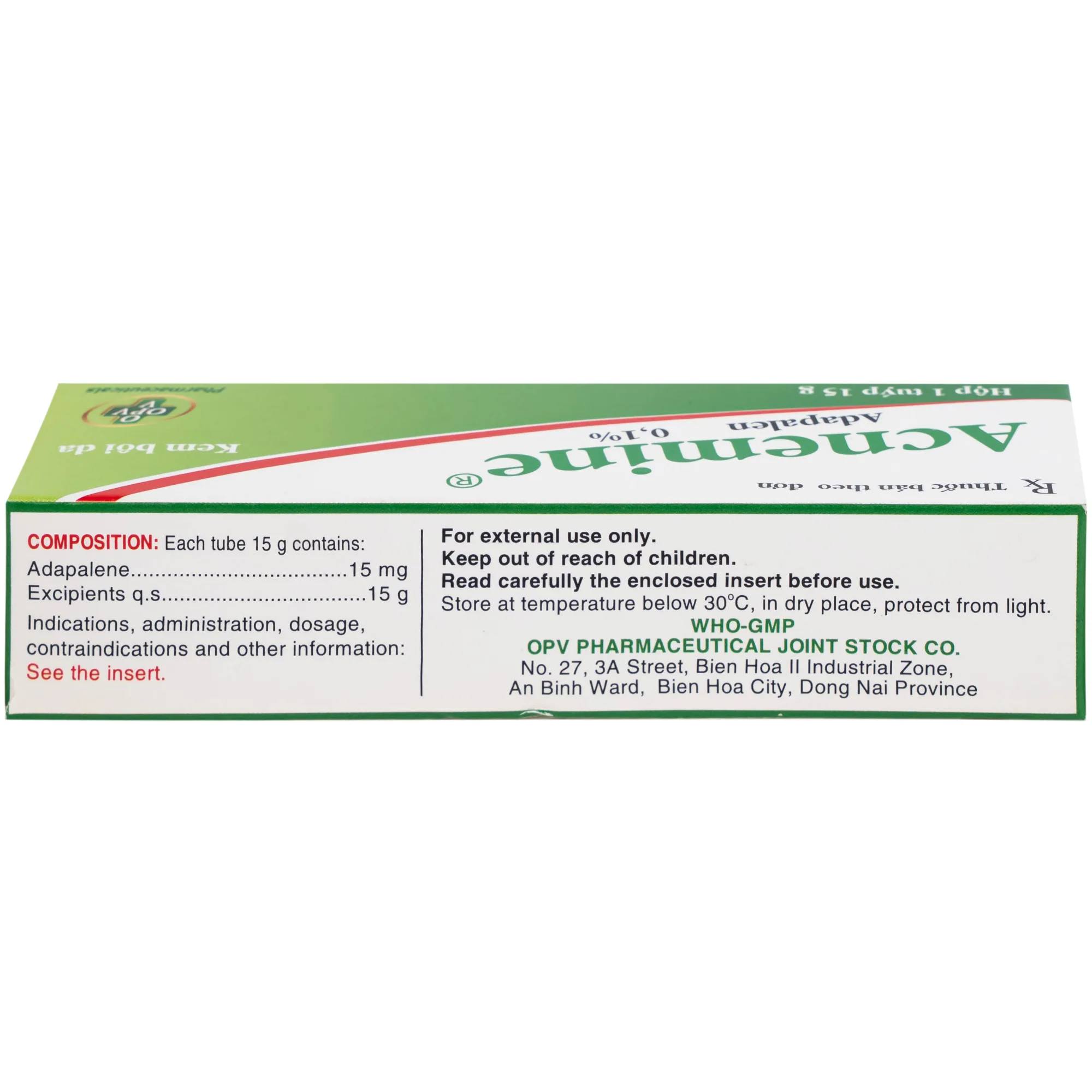 Hình ảnh Thuốc bôi da Acnemine Adapalen 0.1% OPV (15g)