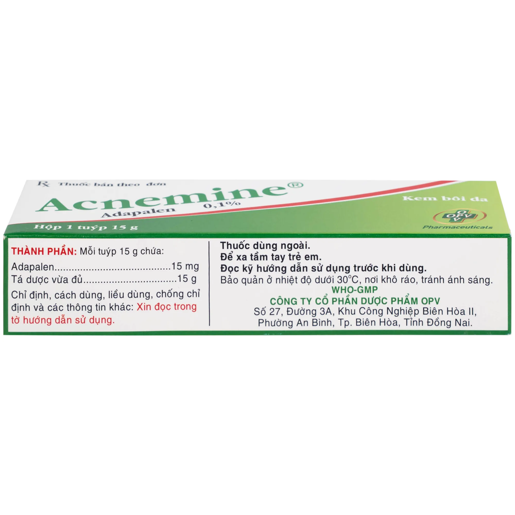 Hình ảnh Thuốc bôi da Acnemine Adapalen 0.1% OPV (15g)