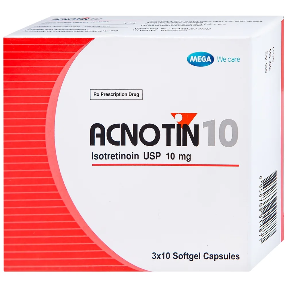 Hình ảnh Thuốc Acnotin 10mg MEGA We care điều trị mụn trứng cá nặng (3 vỉ x 10 viên)