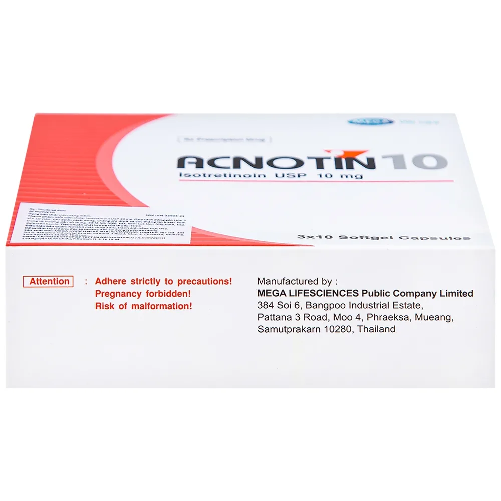 Hình ảnh Thuốc Acnotin 10mg MEGA We care điều trị mụn trứng cá nặng (3 vỉ x 10 viên)