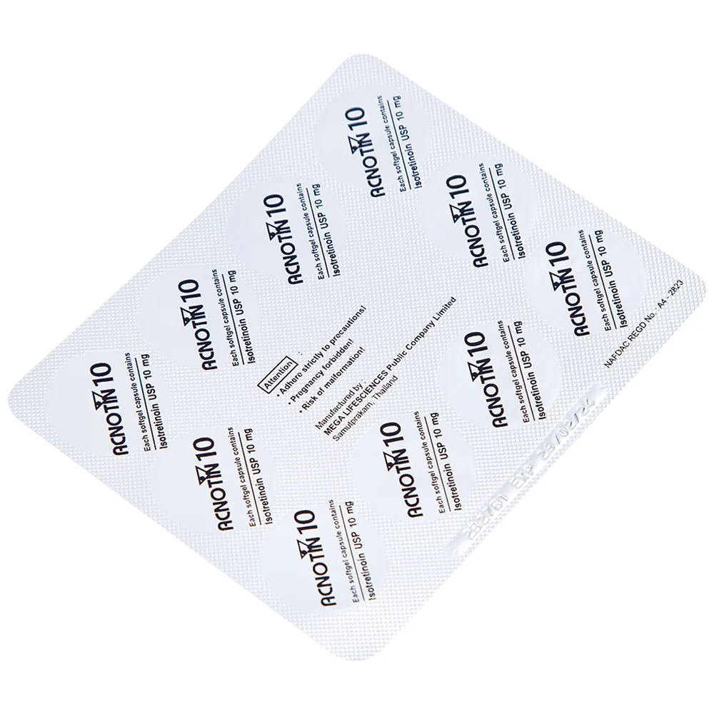 Hình ảnh Thuốc Acnotin 10mg MEGA We care điều trị mụn trứng cá nặng (3 vỉ x 10 viên)