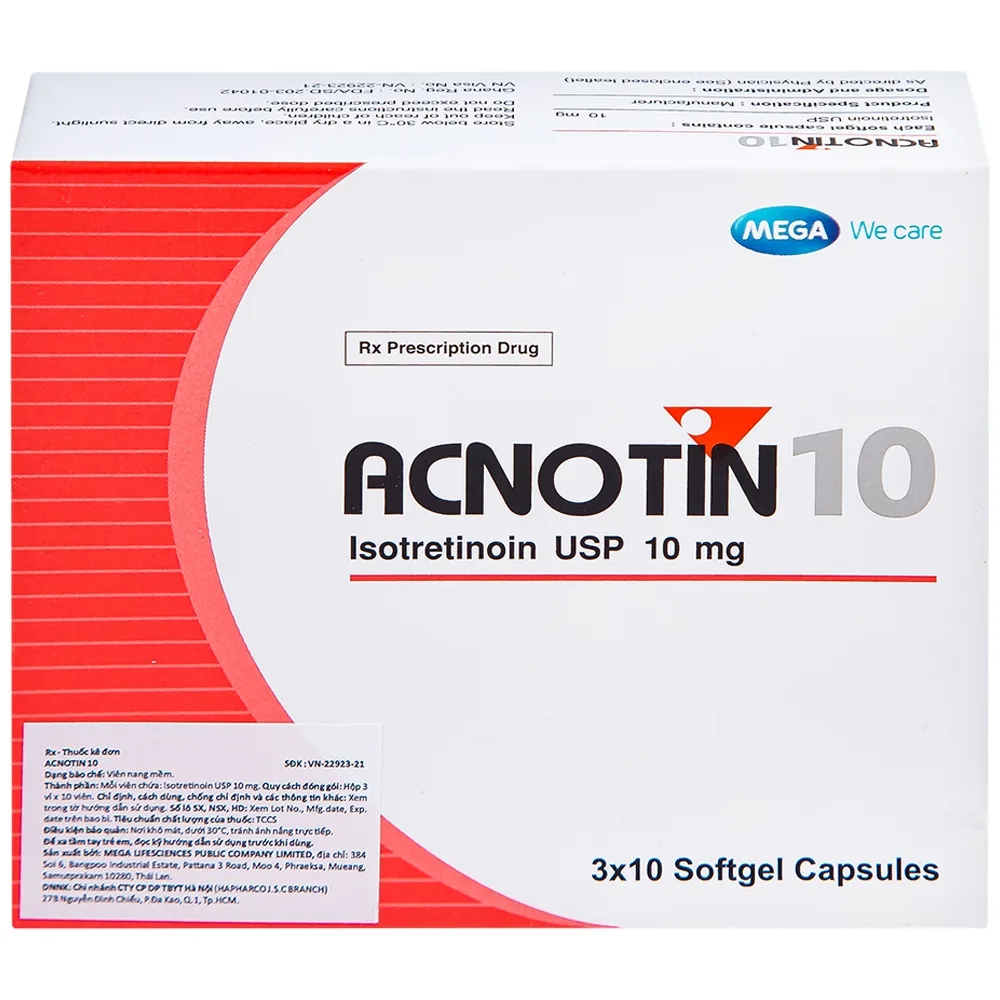 Hình ảnh Thuốc Acnotin 10mg MEGA We care điều trị mụn trứng cá nặng (3 vỉ x 10 viên)