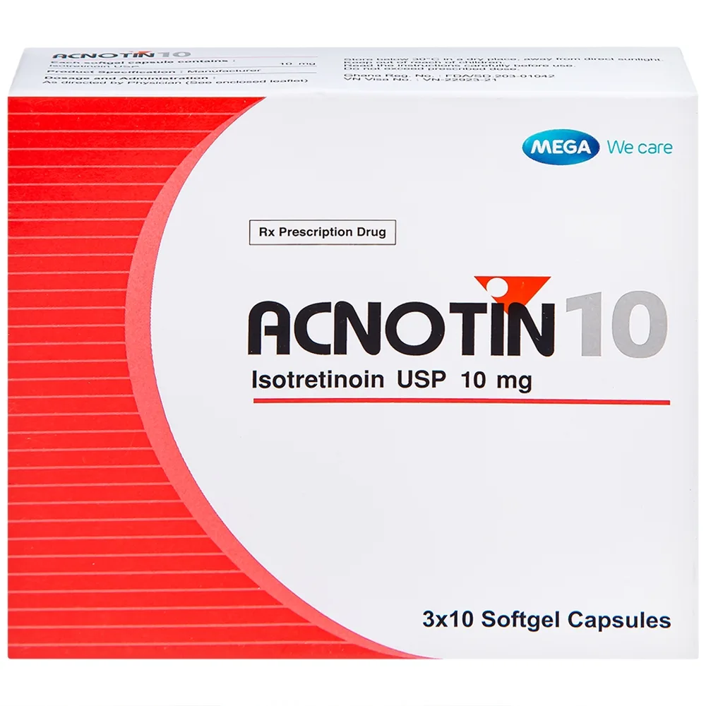 Hình ảnh Thuốc Acnotin 10mg MEGA We care điều trị mụn trứng cá nặng (3 vỉ x 10 viên)