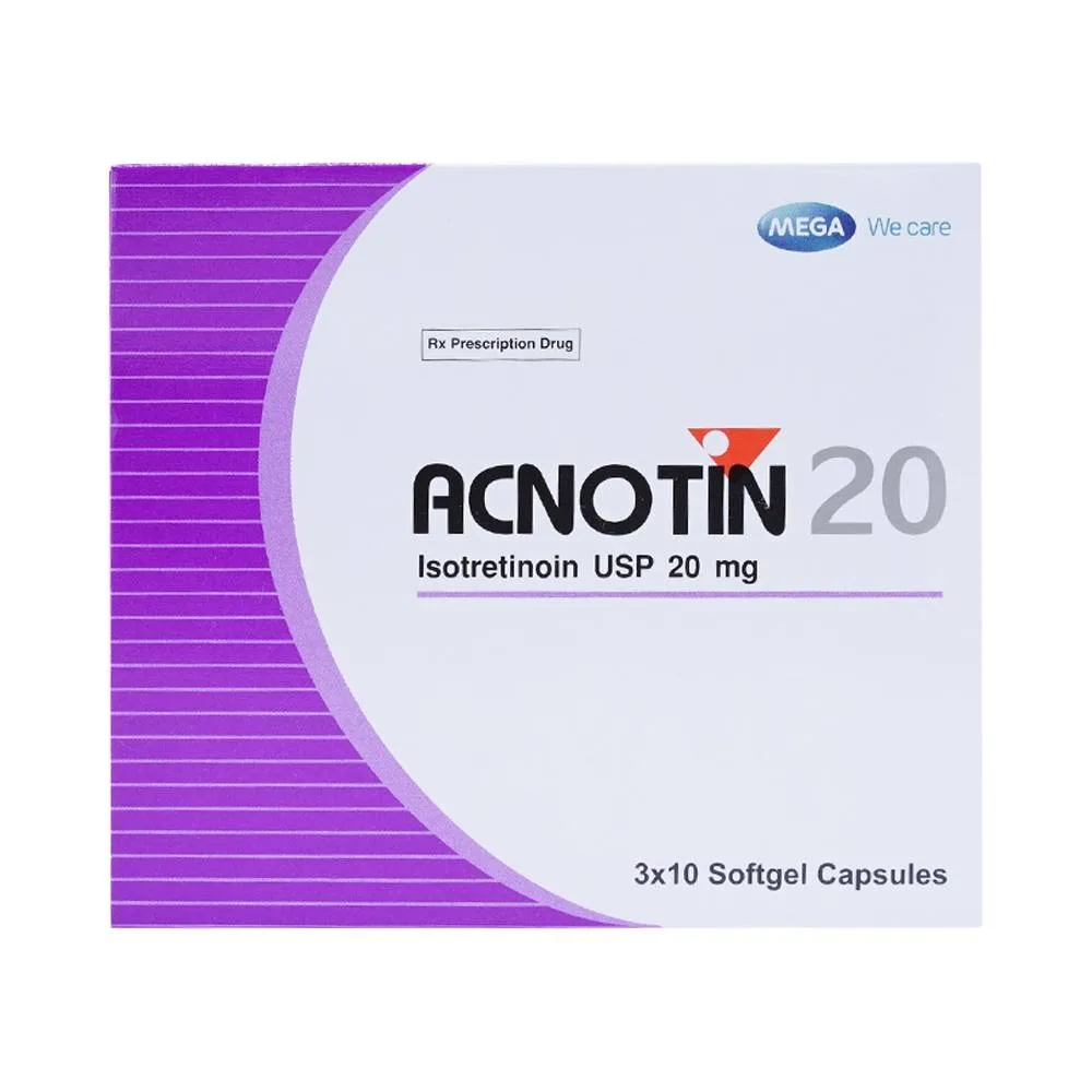 Hình ảnh Thuốc Acnotin 20mg MEGA We care điều trị mụn trứng cá nặng (3 vỉ x 10 viên)