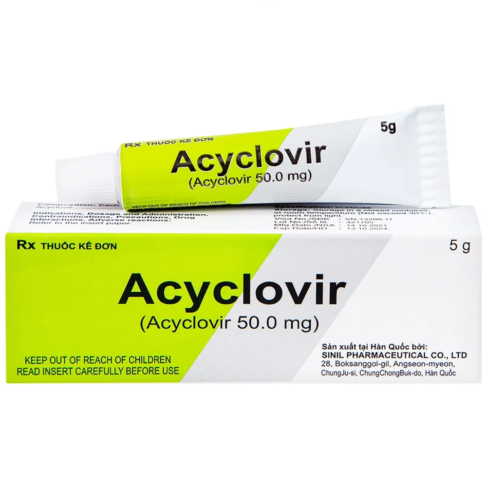 Hình ảnh Kem bôi da Acyclovir Sinil điều trị nhiễm virus Herpes simplex (5g)