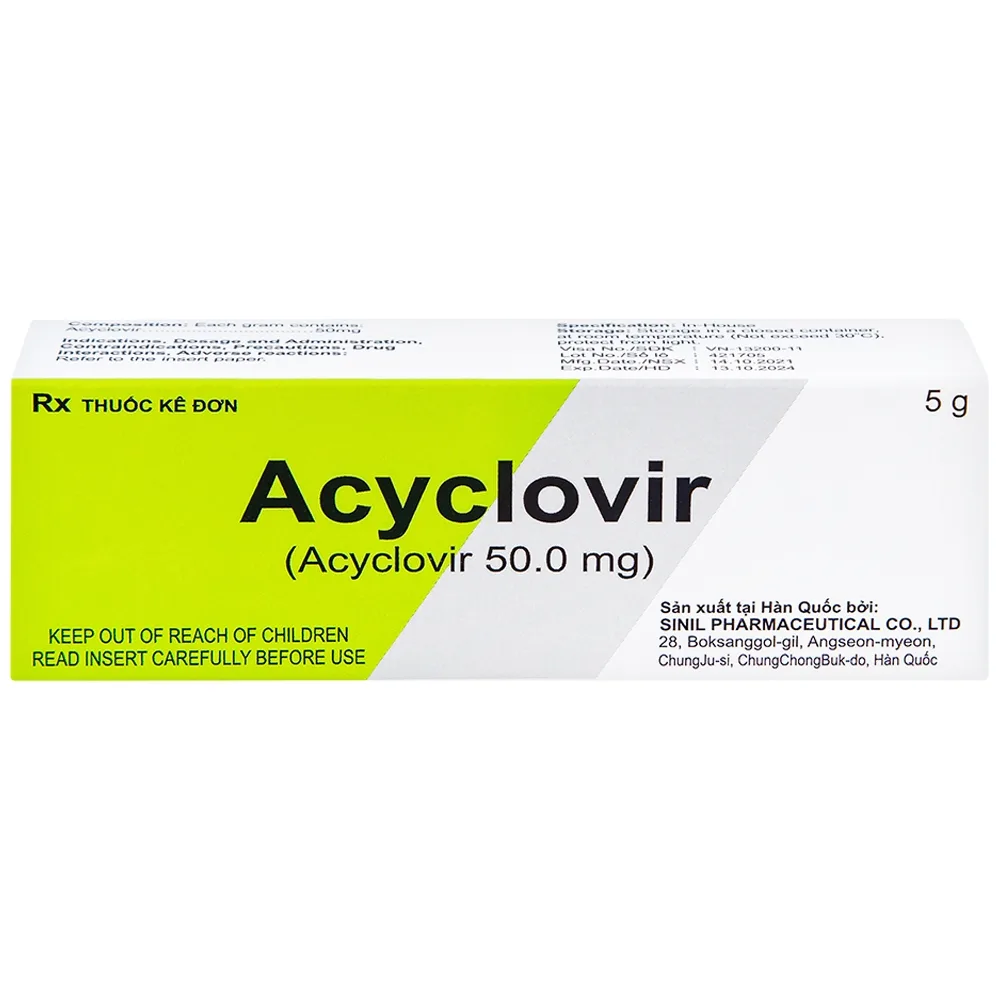 Hình ảnh Kem bôi da Acyclovir Sinil điều trị nhiễm virus Herpes simplex (5g)