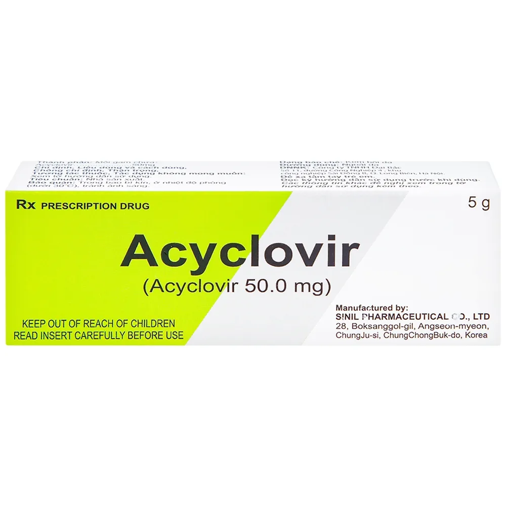 Hình ảnh Kem bôi da Acyclovir Sinil điều trị nhiễm virus Herpes simplex (5g)