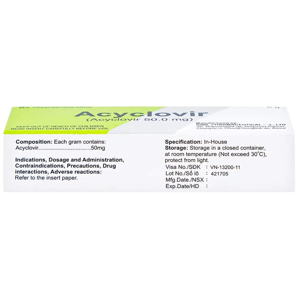 Hình ảnh Kem bôi da Acyclovir Sinil điều trị nhiễm virus Herpes simplex (5g)