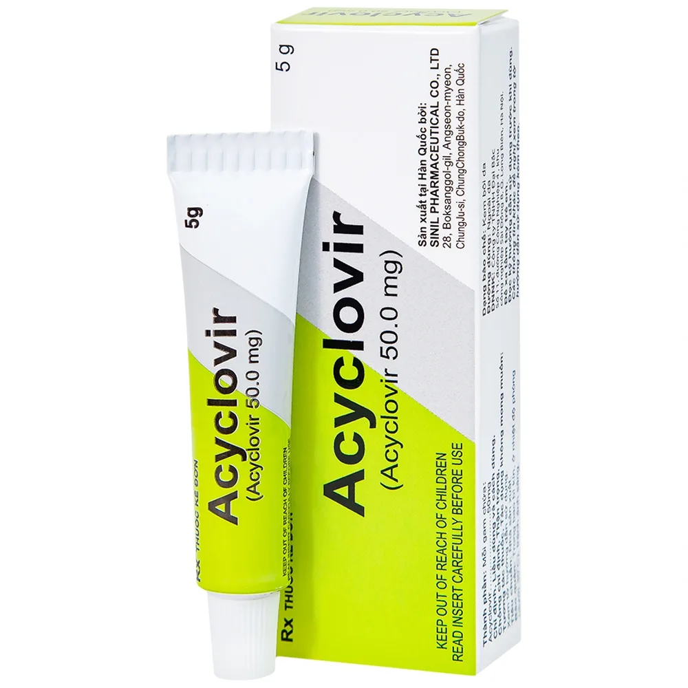 Hình ảnh Kem bôi da Acyclovir Sinil điều trị nhiễm virus Herpes simplex (5g)