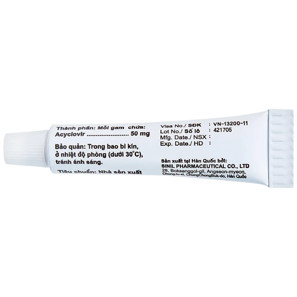 Hình ảnh Kem bôi da Acyclovir Sinil điều trị nhiễm virus Herpes simplex (5g)