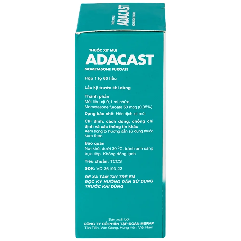 Hình ảnh Thuốc xịt mũi Adacast Meraplion điều trị viêm mũi dị ứng, sung huyết và mất mùi, viêm mũi xoang (60 liều)