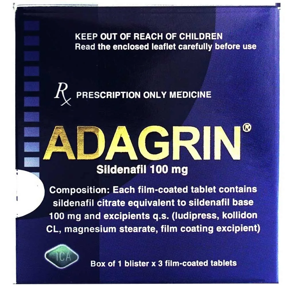 Hình ảnh Thuốc Adagrin 100mg điều trị rối loạn cương dương (1 vỉ x 3 viên)