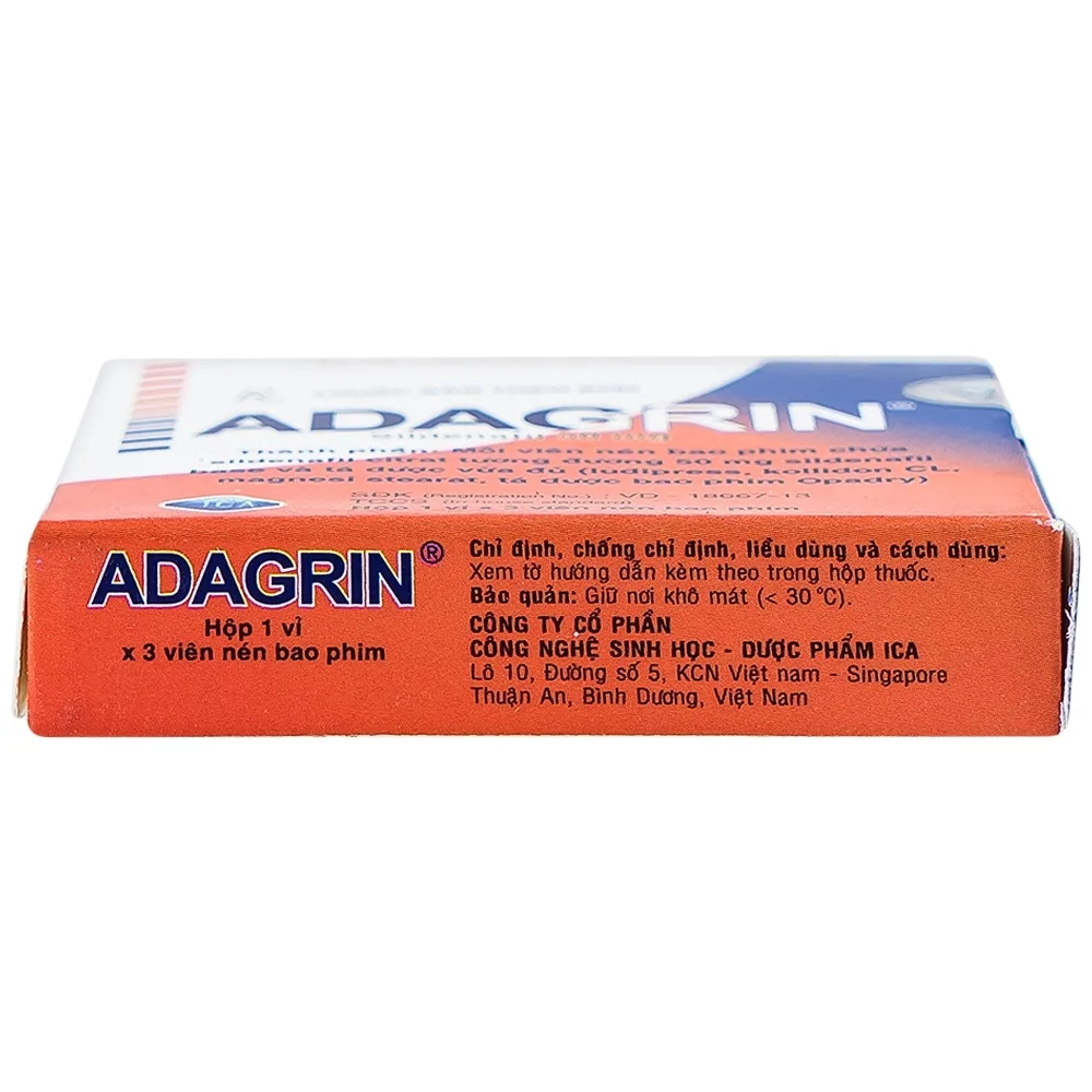 Hình ảnh Thuốc Adagrin 50mg điều trị rối loạn cương dương (1 vỉ x 3 viên)