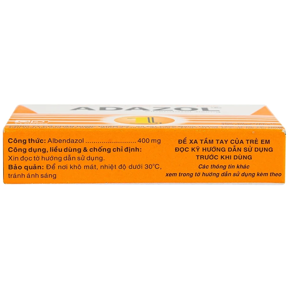Hình ảnh Thuốc Adazol 400mg Dược 3-2 điều trị nhiễm ký sinh trùng đường ruột (1 vỉ x 1 viên)