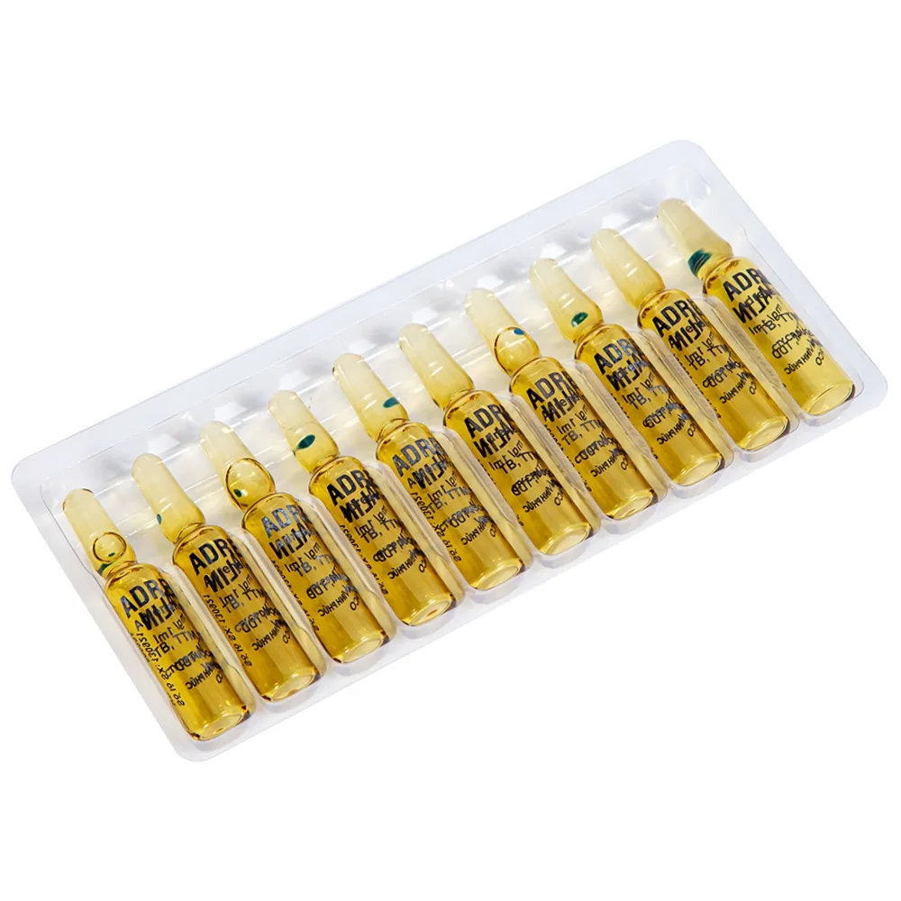 Hình ảnh Dung dịch tiêm Adrenalin 1mg/1ml hồi sức tim phổi, cấp cứu choáng phản vệ (5 vỉ x 10 ống)