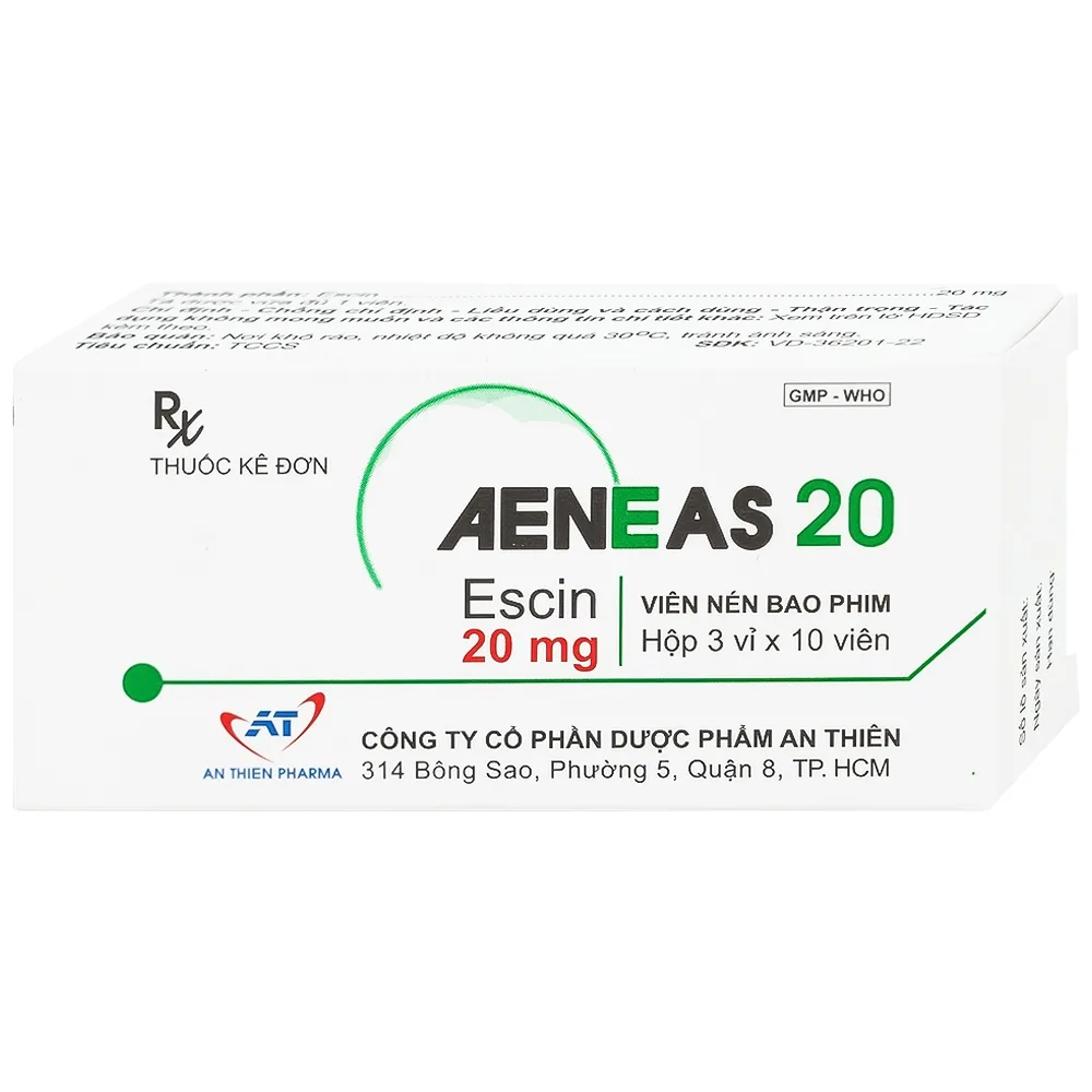 Hình ảnh Thuốc Aeneas 20 An Thiên điều trị phù não, phòng và điều trị tụ máu (3 vỉ x 10 viên)