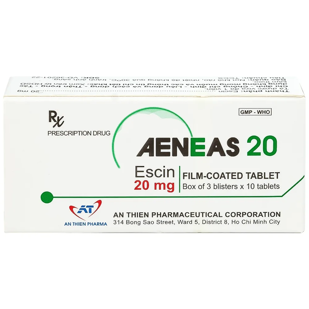 Hình ảnh Thuốc Aeneas 20 An Thiên điều trị phù não, phòng và điều trị tụ máu (3 vỉ x 10 viên)